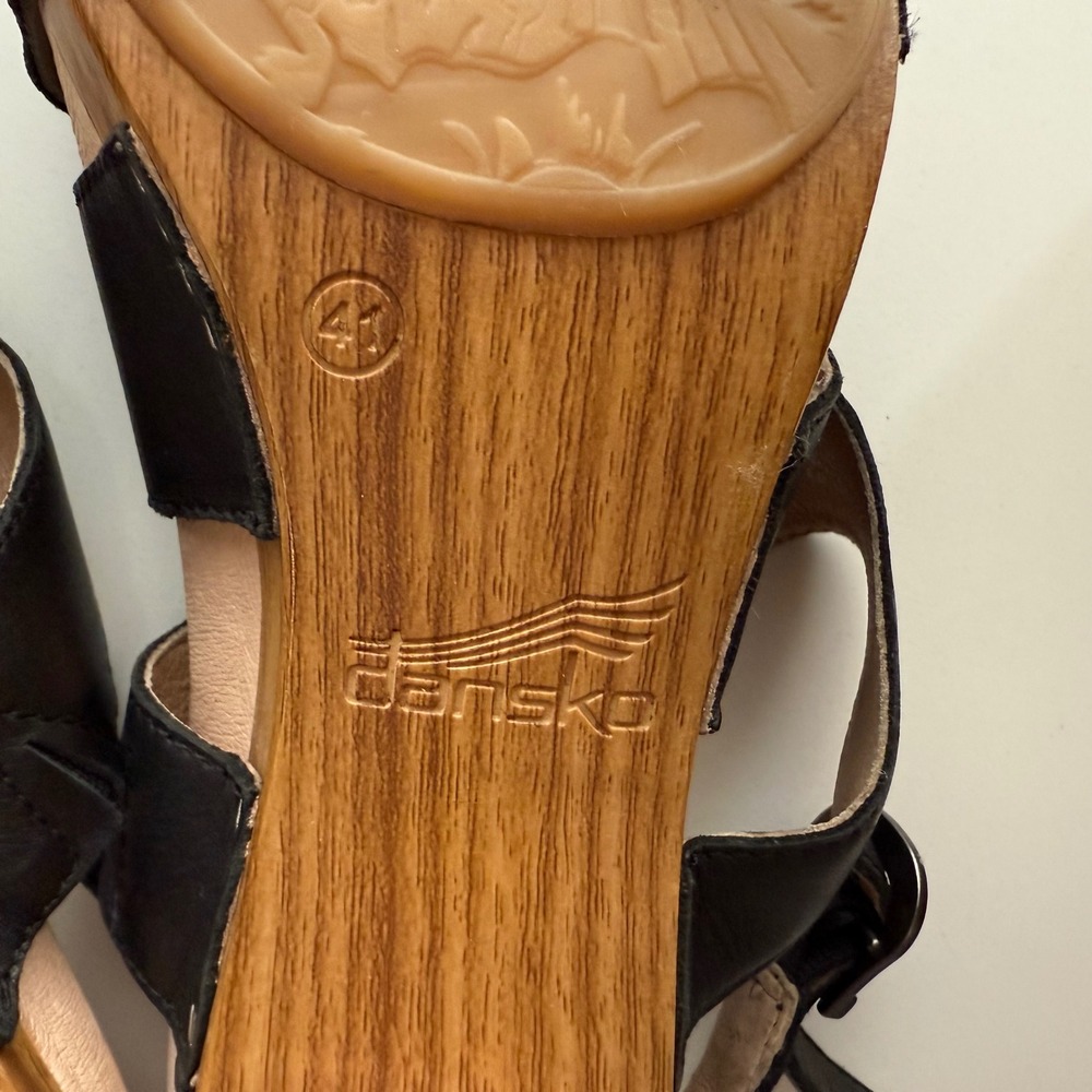 Dansko Ashlee Burnished Black Sling Back Block Heel Comfort Sandal EU 41 US 10 - Picture 5 of 8
